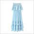 Ruffled Design Strapless Tube Top Cake Pattern Skirt Set