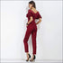 Ruffled Short-sleeve See-through Mesh Patchwork Jumpsuits