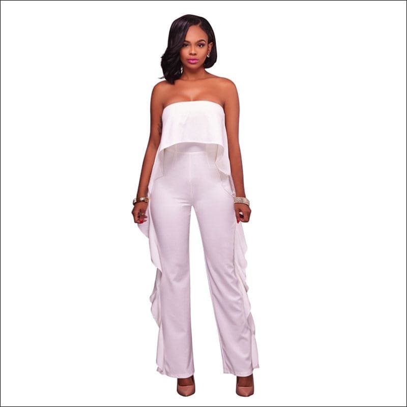 Ruffled Strapless Jumpsuits - Jumpsuits