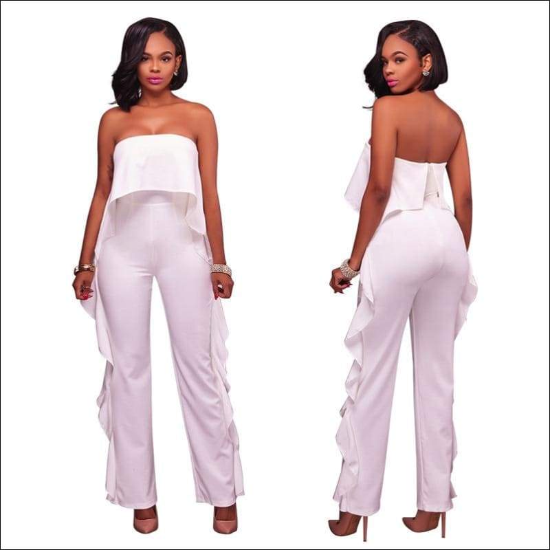 Ruffled Strapless Jumpsuits - Jumpsuits