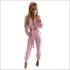 Satin Fabric Women Long-sleeve Cropped Top Jogger Pants