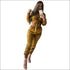 Satin Fabric Women Long-sleeve Cropped Top Jogger Pants