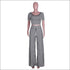 Scoop Neck Tee Wide-leg Pants Two-piece Set Classic Stripes Pattern