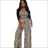 Scoop Neck Tee Wide-leg Pants Two-piece Set Classic Stripes Pattern