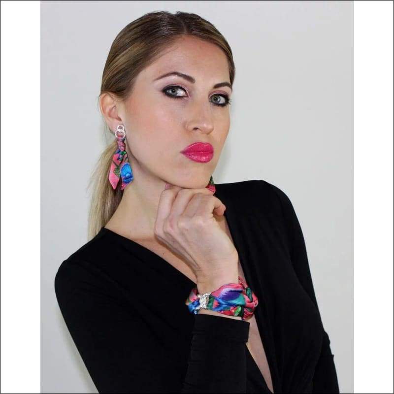 Seafloor silk tie earring & bracelet set - Set & Combination