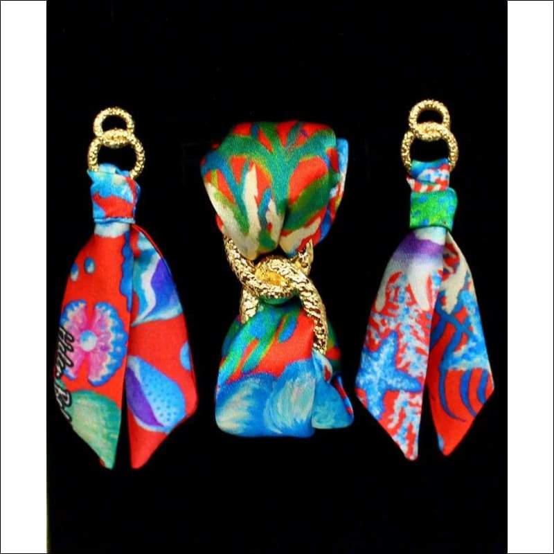 Seahorse silk tie earring - Gold - Earrings