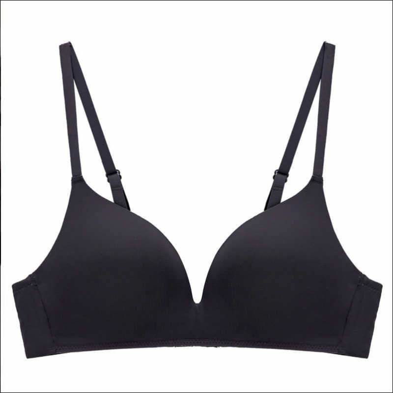 Seamless One-Piece Solid Color Wireless Bra - 70A / Black - 