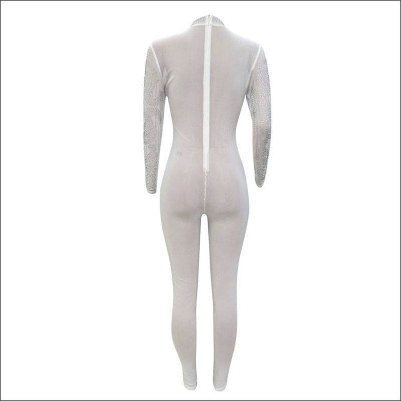 See-through Fabric Long-sleeve Jumpsuits - Jumpsuits