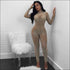 See-through Fabric Long-sleeve Jumpsuits