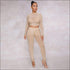 See-through Long-sleeve Mesh Patchwork Rhinestone Design
