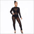 See-through Long-sleeve Mesh Patchwork Rhinestone Design