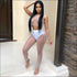 See-through Mesh Fabric Sleeveless Sexy Lady Top Pants Two-piece Set