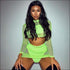 See-through Mesh Long-sleeve Crop Top And Bodycon Skirt Two Pieces Sets