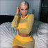 See-through Mesh Long-sleeve Crop Top And Bodycon Skirt Two Pieces Sets
