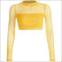 See-through Mesh Long-sleeve Crop Top And Bodycon Skirt Two Pieces Sets
