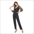 See-through Mesh Long-sleeve Tassel Decor Sequin Party Jumpsuits