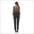 See-through Mesh Long-sleeve Tassel Decor Sequin Party Jumpsuits