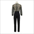 See-through Mesh Long-sleeve Tassel Decor Sequin Party Jumpsuits