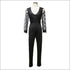 See-through Mesh Long-sleeve Tassel Decor Sequin Party Jumpsuits