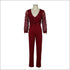 See-through Mesh Long-sleeve Tassel Decor Sequin Party Jumpsuits