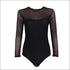 See-through Mesh Patchwork Long Sleeve Plus Size Bodysuits