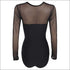 See-through Mesh Patchwork Long Sleeve Plus Size Bodysuits