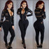 See-through Mesh Patchwork Long-sleeve