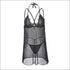See-through Sheer Fabric Crossing Design Slip Nightdress