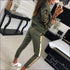 Sequins Patchwork Long-sleeve Coat And Casual Pants Sports Two Pieces Set