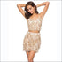 Sequins Tassels V Neck Crop Camisole And Mini Skirt Set