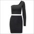 Sexy Black One-shoulder Crop Top And Bodycon Skirt