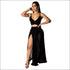 Sexy Chiffon Solid Color V Neck Camisole High-waisted Slit Skirt