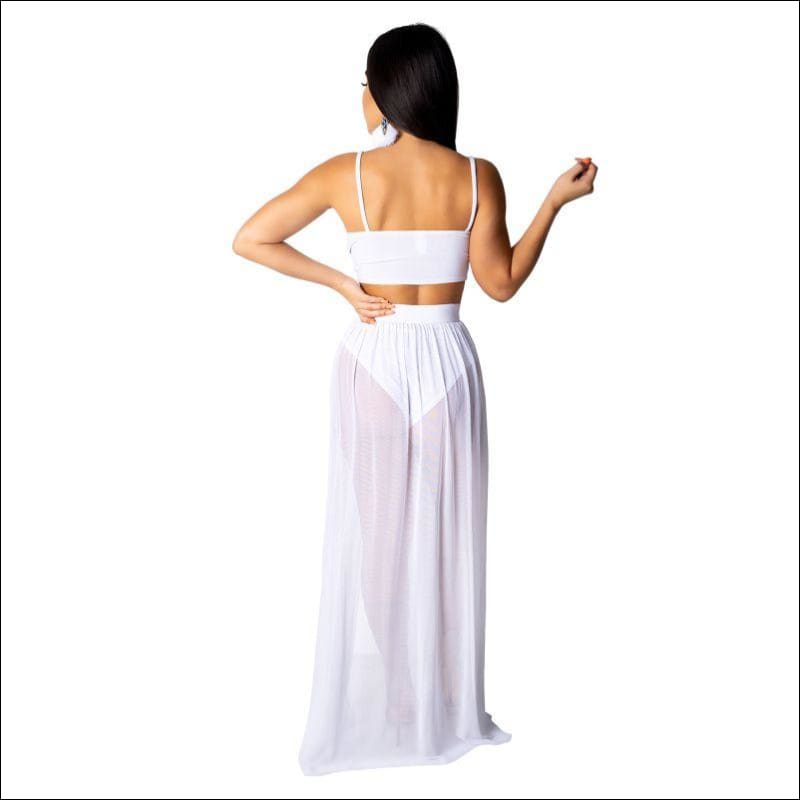 Sexy Chiffon Solid Color V Neck Camisole High-waisted Slit 