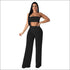 Sexy Cropped Tube Top Hollow Mesh Fabric Wide-leg Pants