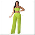 Sexy Cropped Tube Top Hollow Mesh Fabric Wide-leg Pants