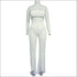 Sexy Cropped Tube Top Hollow Mesh Fabric Wide-leg Pants