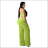 Sexy Cropped Tube Top Hollow Mesh Fabric Wide-leg Pants