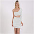 Sexy Hollow Design With Solid Color One Shoulder Tight Dress
