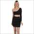 Sexy Hollow Design With Solid Color One Shoulder Tight Dress