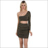 Sexy Hollow Design With Solid Color One Shoulder Tight Dress