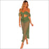 Sexy Hollow Out Crop Top Side-slit Skirt Coverup