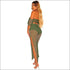 Sexy Hollow Out Crop Top Side-slit Skirt Coverup