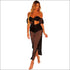 Sexy Hollow Out Crop Top Side-slit Skirt Coverup
