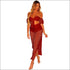 Sexy Hollow Out Crop Top Side-slit Skirt Coverup