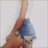 Sexy Irregular Raw Hem Ripped Denim Shorts