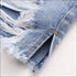 Sexy Irregular Raw Hem Ripped Denim Shorts