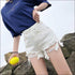 Sexy Irregular Raw Hem Ripped Denim Shorts
