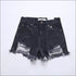 Sexy Irregular Raw Hem Ripped Denim Shorts