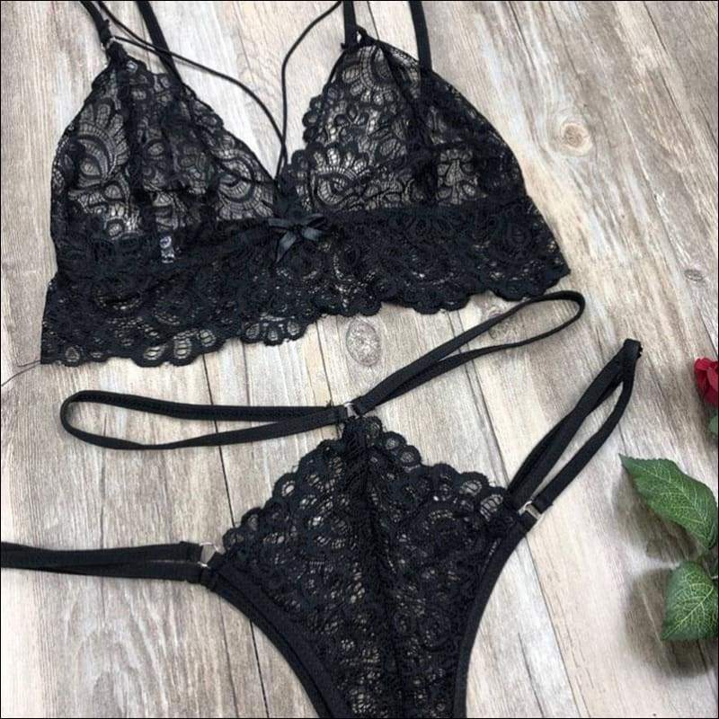 Sexy Lace Bandage Bra Set - Lingerie & Sleep