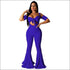 Sexy Lace-up Crop Top Wide Leg Overalls Two Pieces Set